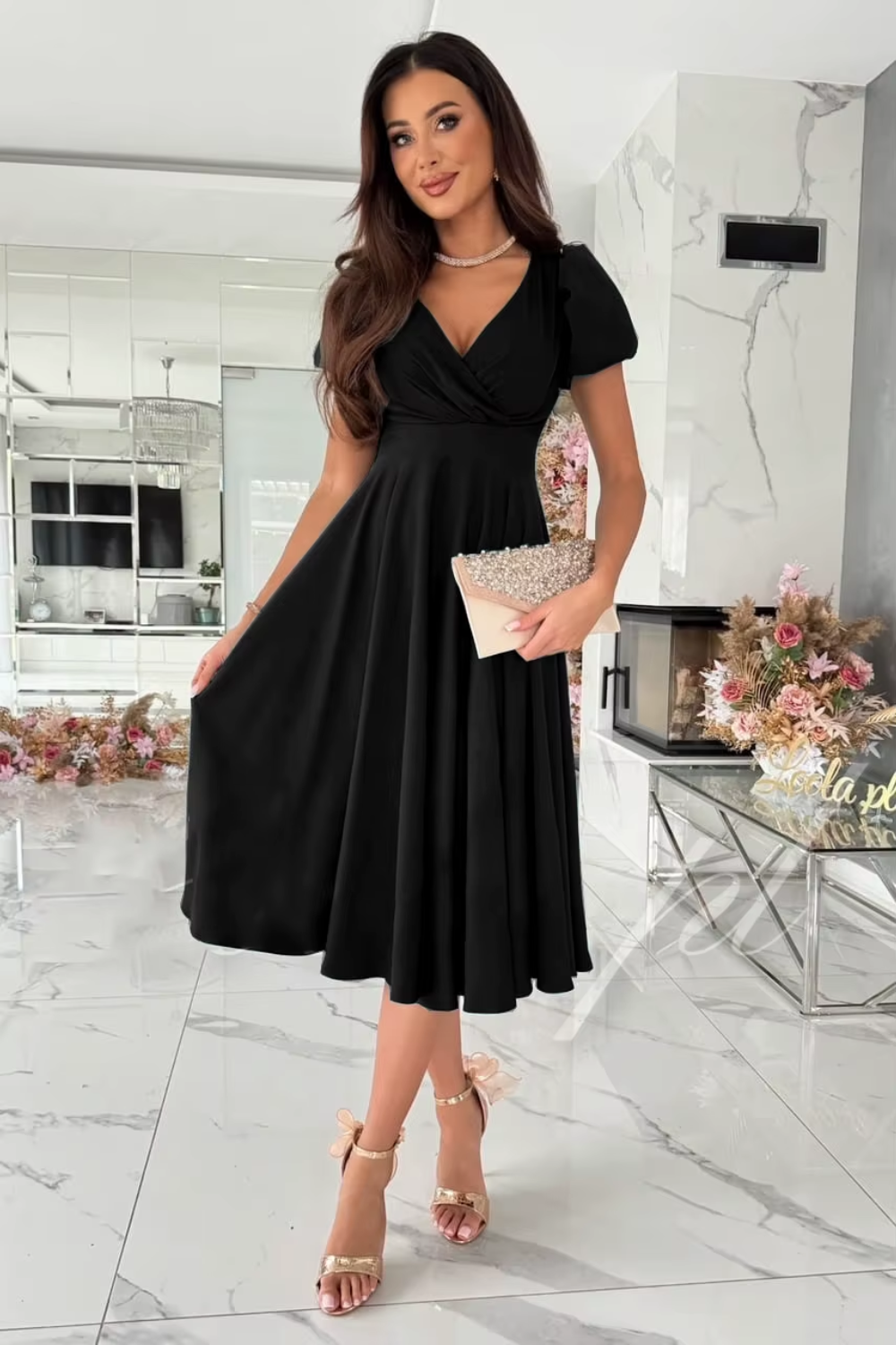 Anika | Elegant V-Neck Midi Dress