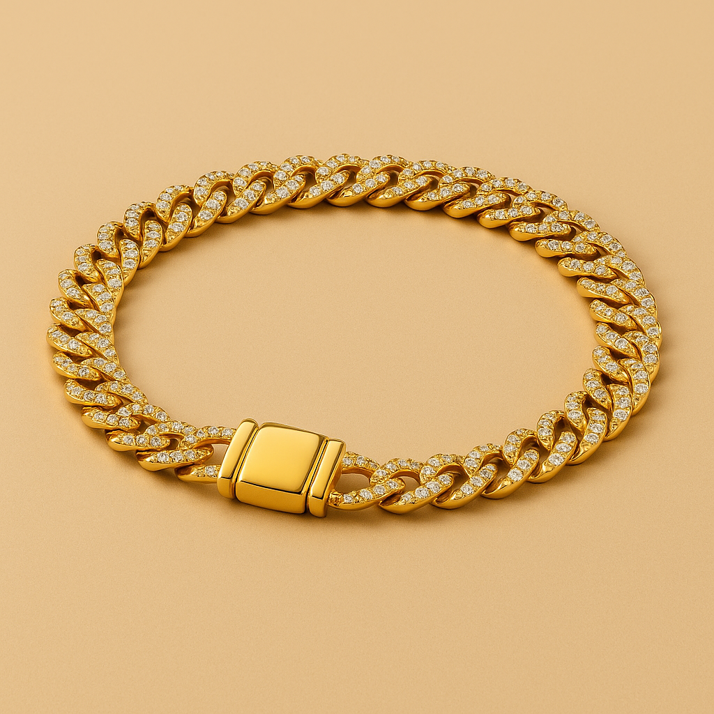 Cuban Moissanite Bracelet in 18k Gold