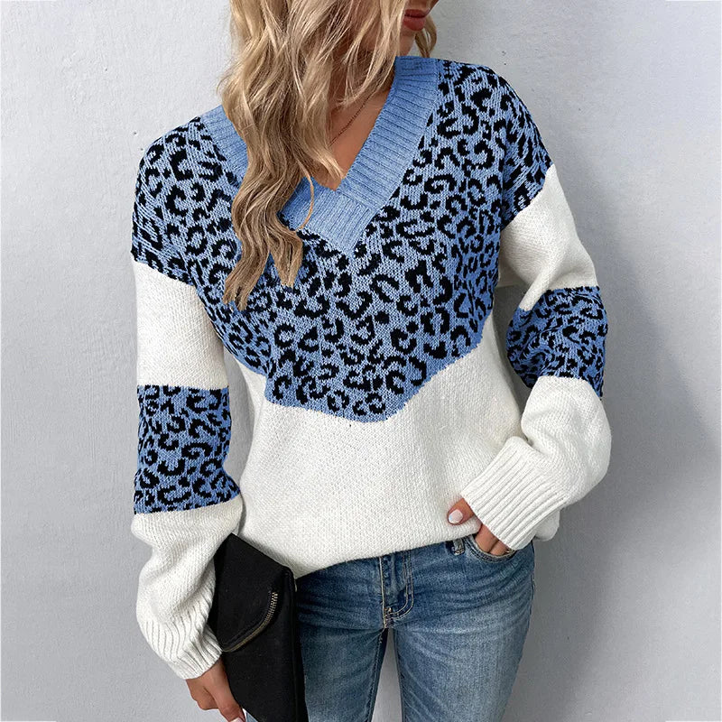 Eunice | Elegant V-neck Sweater Leopard