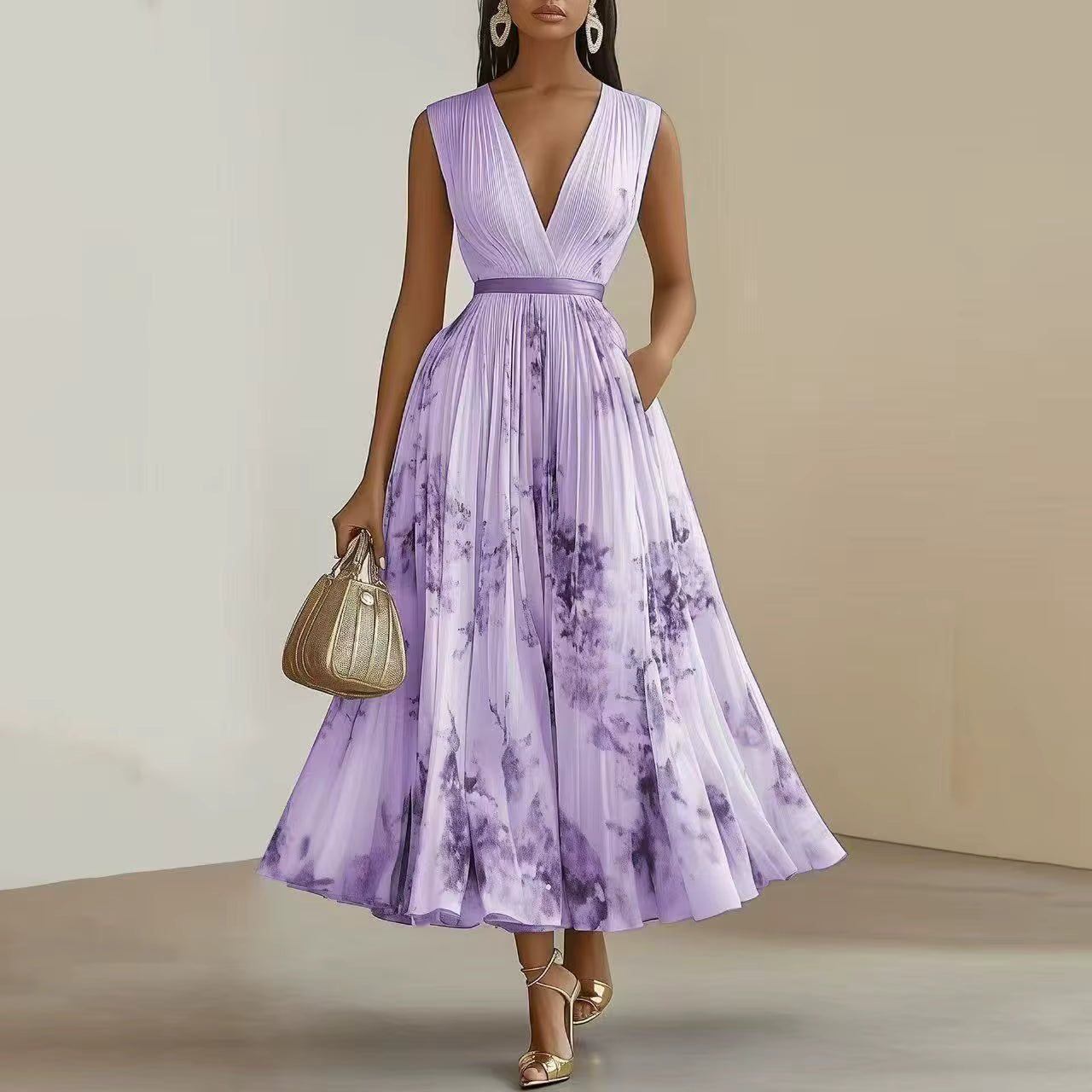 Milano | Elegant Pleated Maxi Dress