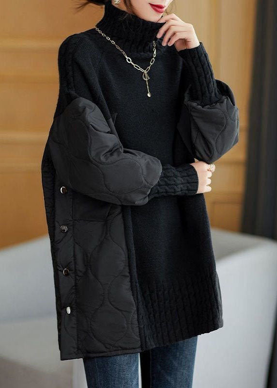 Lucy | Quilted Patchwork Turtleneck Sweater