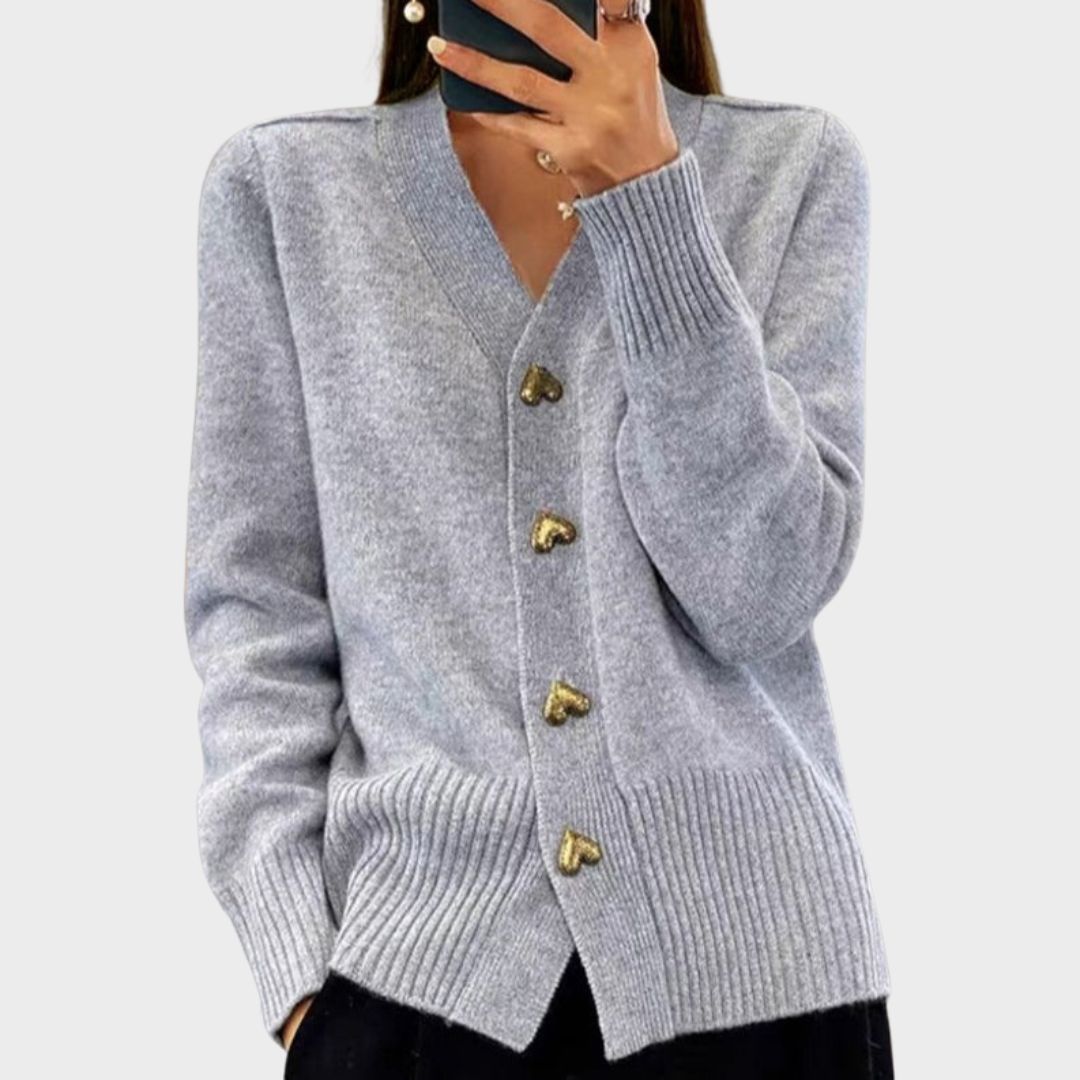 Chasie | Elegant Heart Button Cardigan
