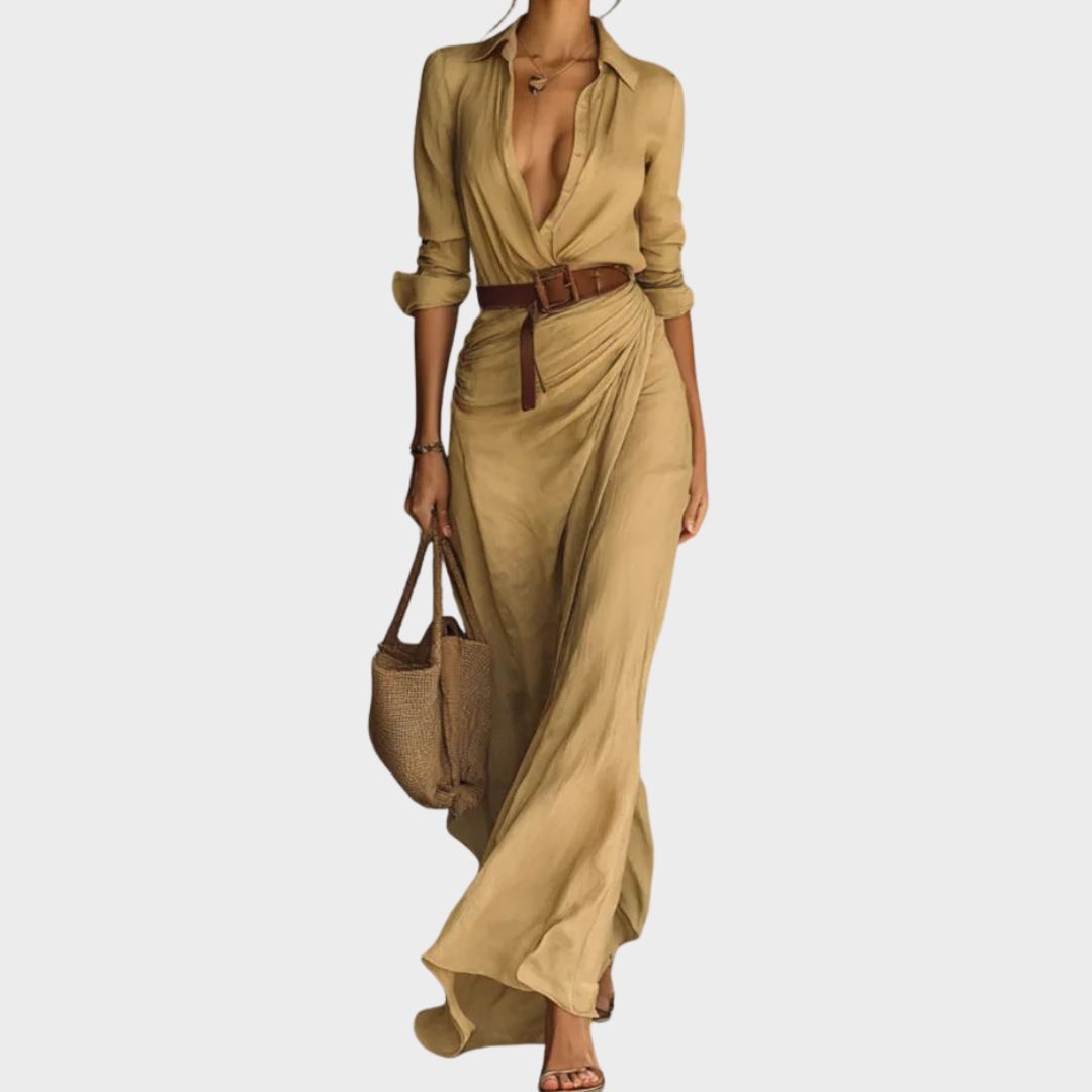 Thames | Lapel-Wrap Maxi Dress