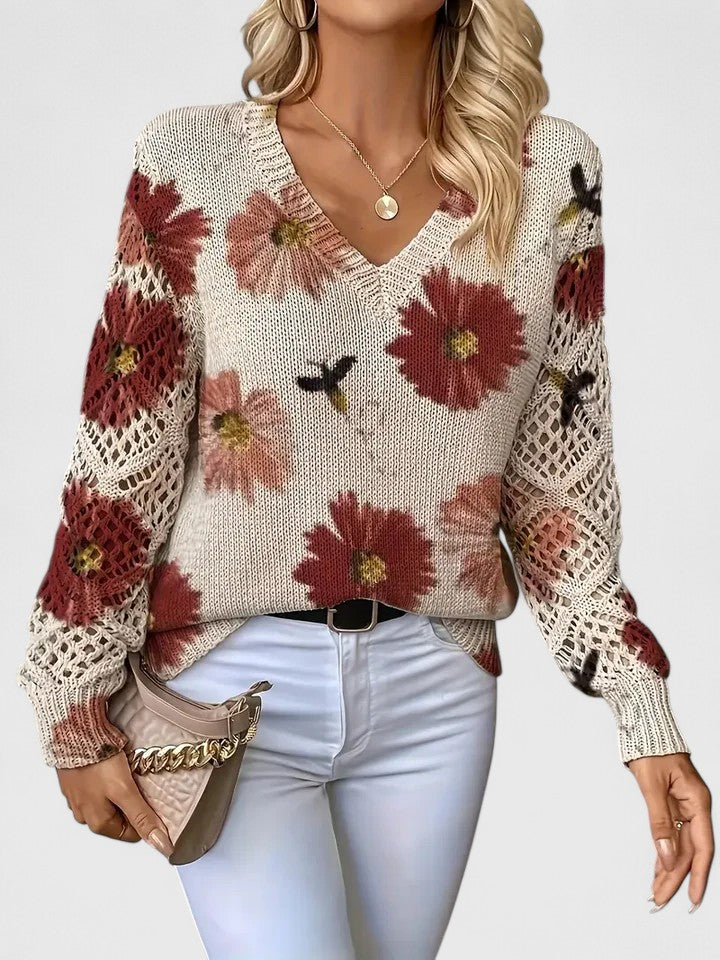 Trista | Elegant Floral Pullover