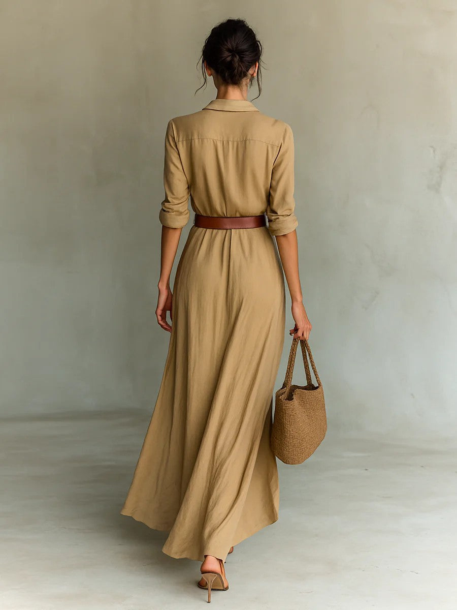 Thames | Lapel-Wrap Maxi Dress