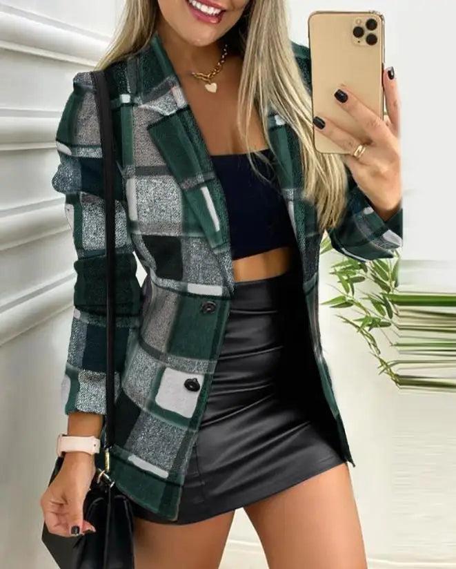 Sarah | Checkered Long Blazer