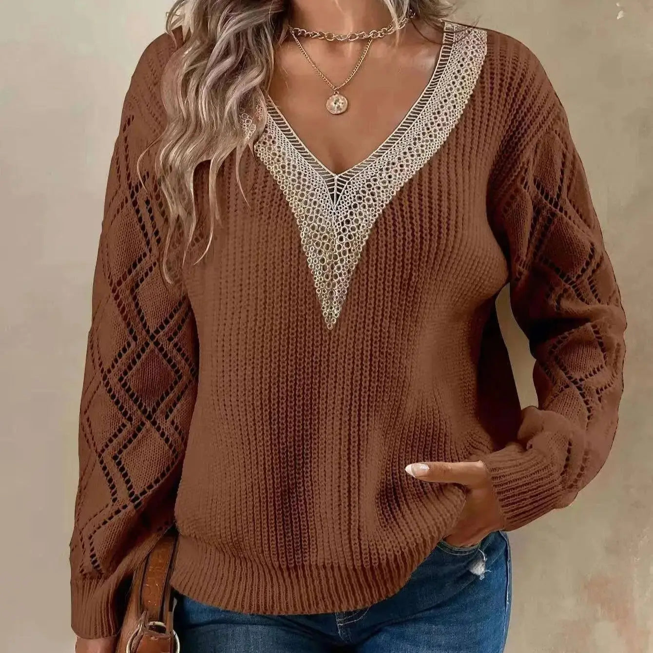 Marley | Solid V Neck Knitted Sweater